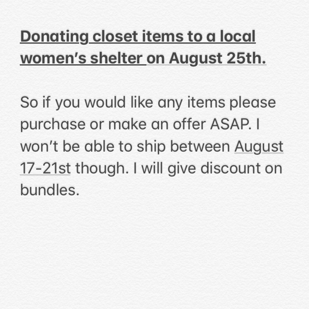 Donating my closet items. Buy now.